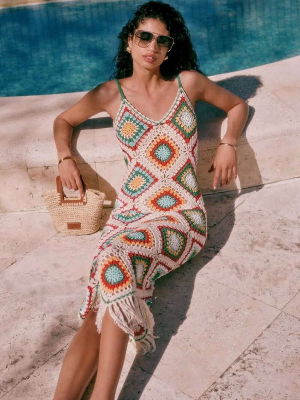 ELAN Aleki crochet cover-up dress M